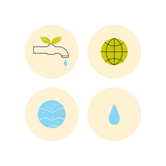 Environmental protection icons set in minimalistic style. Vector illustration.