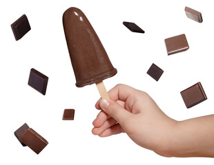 Chocolate ice cream in children's hand