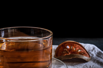  Matum tea. Bael fruit tea and slices of dried bael fruit