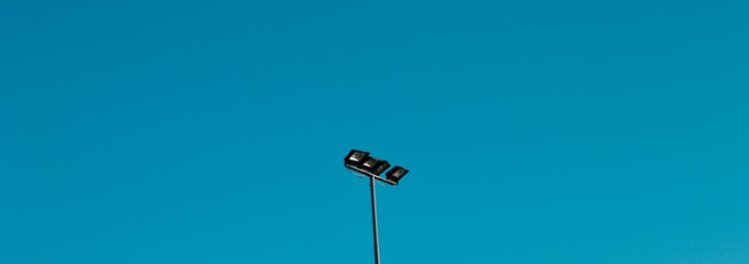Isolated spotlight with a blue background (Pesaro, Italy, Europe)