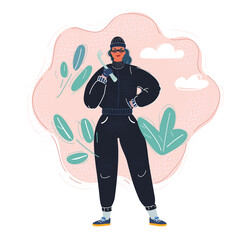 Vector illustration of outlaw crime woman