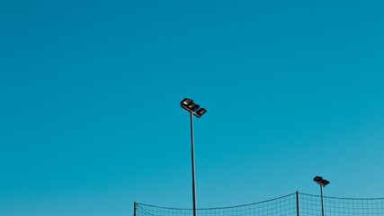 Spotlights with a fence net (Pesaro, Italy, Europe)
