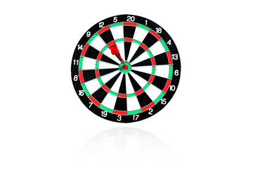 Close up shot red darts arrows in the target ,arrow hitting the center of a shooting target for...