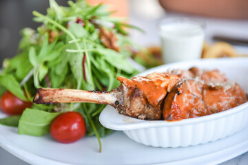 grilled pork with vegetables lunch dinner food