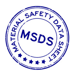 Grunge blue MSDS (Abbreviation of material safety data sheet) word round rubber seal stamp on white background