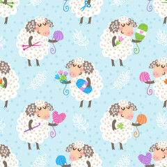 Cute sheeps with yarn