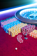 Roulette table close up at the Casino