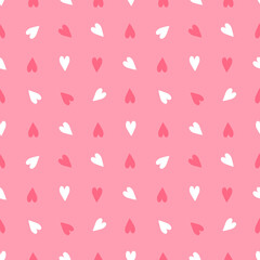 seamless pattern of hearts on pink background