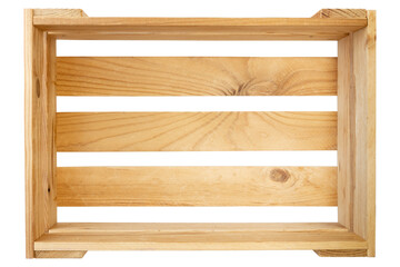 Wooden box case isolated on white background. Top view.
