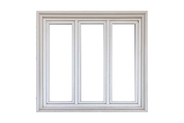 White sliding aluminum window frame isolated on a white background