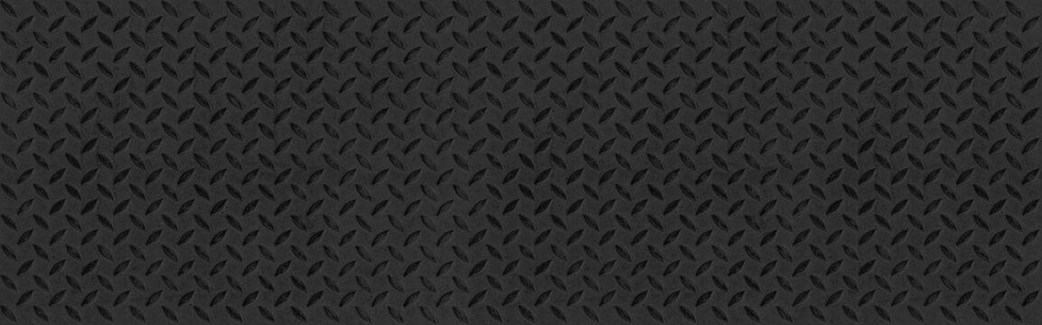 Panorama of Black Diamond Steel Plate Floor pattern and seamless background
