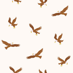 Seamless trendy pattern with eagle. Cartoon vector illustration for prints, clothing, packaging and postcards.