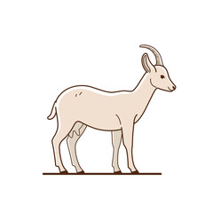 llustration of domestic goat. Simple contour vector illustration for emblem, badge, insignia.