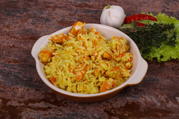 Traditional Pilaf with chicken and carrot