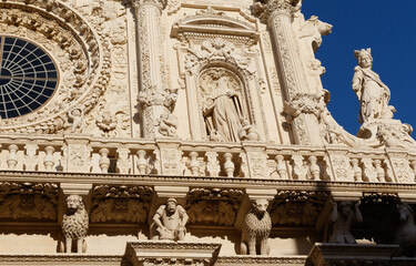 Exterior of the Church of the Holy Cross in Lecce, Apulia, Italy - Europe