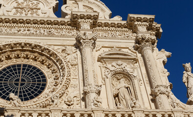 Exterior of the Church of the Holy Cross in Lecce, Apulia, Italy - Europe