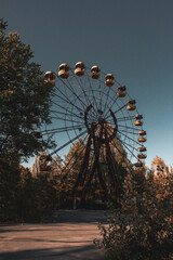 Moments footage of the apocalypse disaster after the explosion of the Chernobyl nuclear power plant the ruined city of Pripyat launched
Ferris wheel in an amusement park after the Chernobyl disaster, 