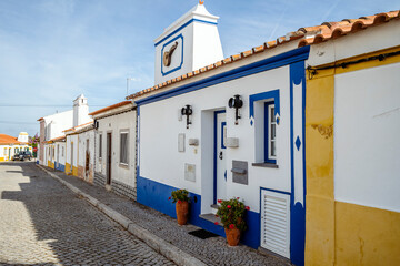 Traditional houses in rural village called Vila Fernando in Alentejo, Portugal