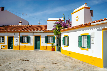 Traditional houses in rural village called Vila Fernando in Alentejo, Portugal