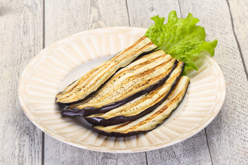 Grilled eggplant in the bowl