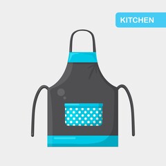 Colorful kitchen apron. Protective garment. Cooking dress for housewife or chef of restaurant. Vector illustration