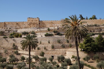view of the walls of old jerusalem