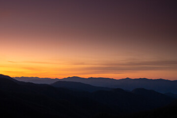 Purple Sky Lights Over Silhouetted Mountains