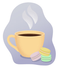 Cup and colorful macaron