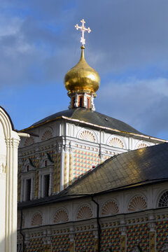 Trinity Sergius Lavra. Sergiyev Posad, Russia. Popular landmark. UNESCO World Heritage Site. Color winter photo	