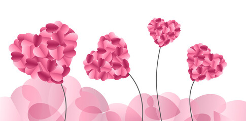 Valentine's Card with hearts. Vector illustration.