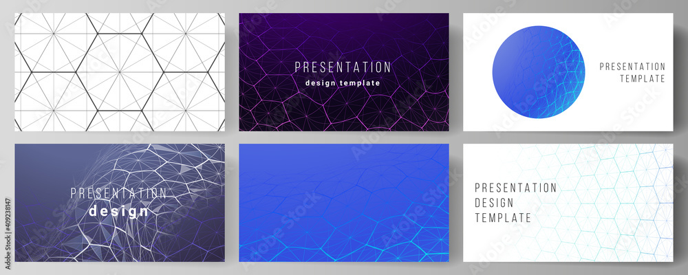 Poster vector layout of the presentation slides design business templates. digital technology and big data 