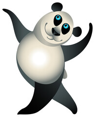 The stylized image of a dancing panda. Humor. Vector graphics