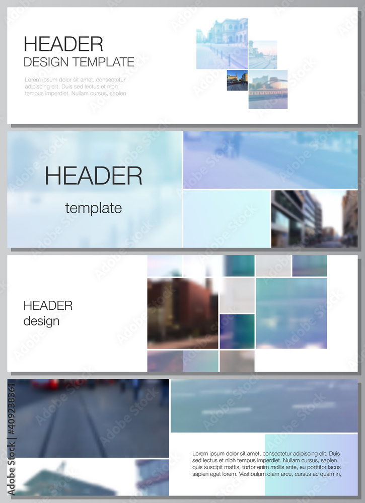 Wall mural vector layout of headers, banner templates for website footer design, horizontal flyer design, websi