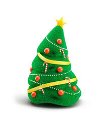 3d Illustration. Decorated Christmas tree. Christmas card. 
