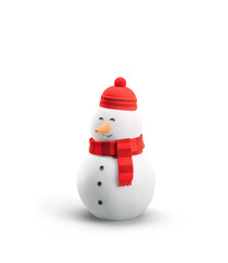 3d Illustration. Cartoon character snowman. Christmas card. 