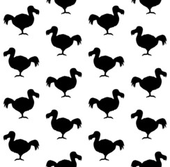Vector seamless pattern of hand drawn dodo bird silhouette isolated on white background © Sweta