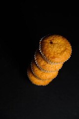 cupcakes on a black background. Baking 