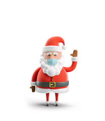 3d Illustration. Cartoon character Santa Claus masked. Christmas card. 
