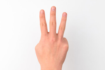 Hand sign on white background