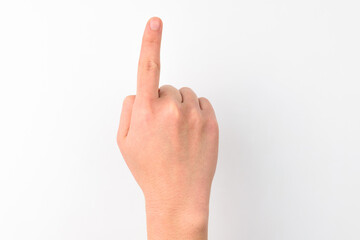 Hand sign on white background