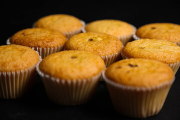 cupcakes on a black background. Baking 