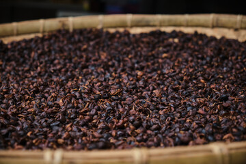 Cascara coffee cherry tea made from dried skins of coffee plant berries. - 409240144