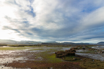landscape at sunset in the river of laredo in spain
