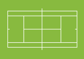 Vector flat top view of white tennis court isolated on green background