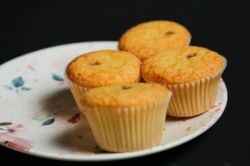 cupcakes on a black background. Baking 
