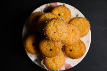 cupcakes on a black background. Baking 