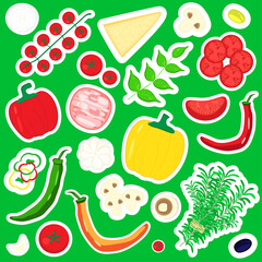 Set of food stickers