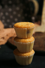 cupcakes on a black background. Baking 