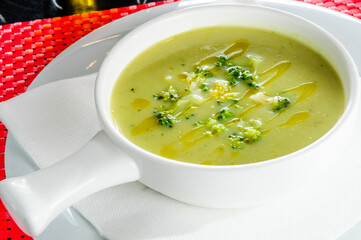 Plate of broccoli soup