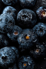 Fresh natural antioxidant blueberries pile, macro detailed close up